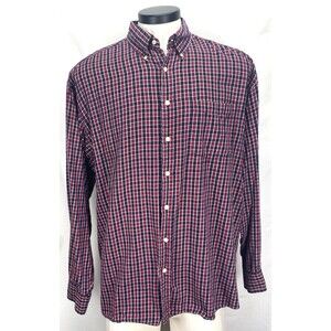 Evergreen Men's Sz LT Shirt Long Sleeve Plaid Flannel Button Down Red/Black FLAW